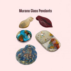Murano Glass Pendants Mixed Shapes Lot of 5